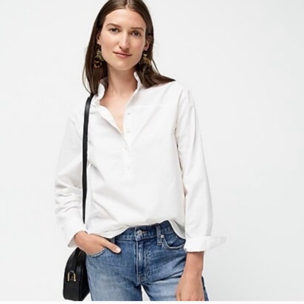 J. Crew Banded Collar Popover Tunic White